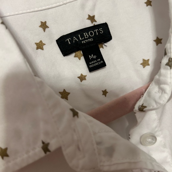Talbots White Shirt with Gold Star Pattern - Picture 5 of 7
